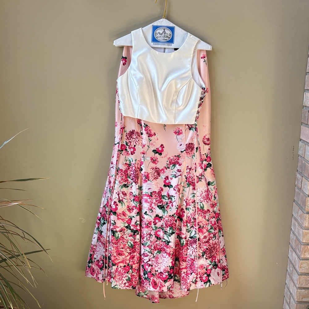 Floral Pink and White Kids Dress